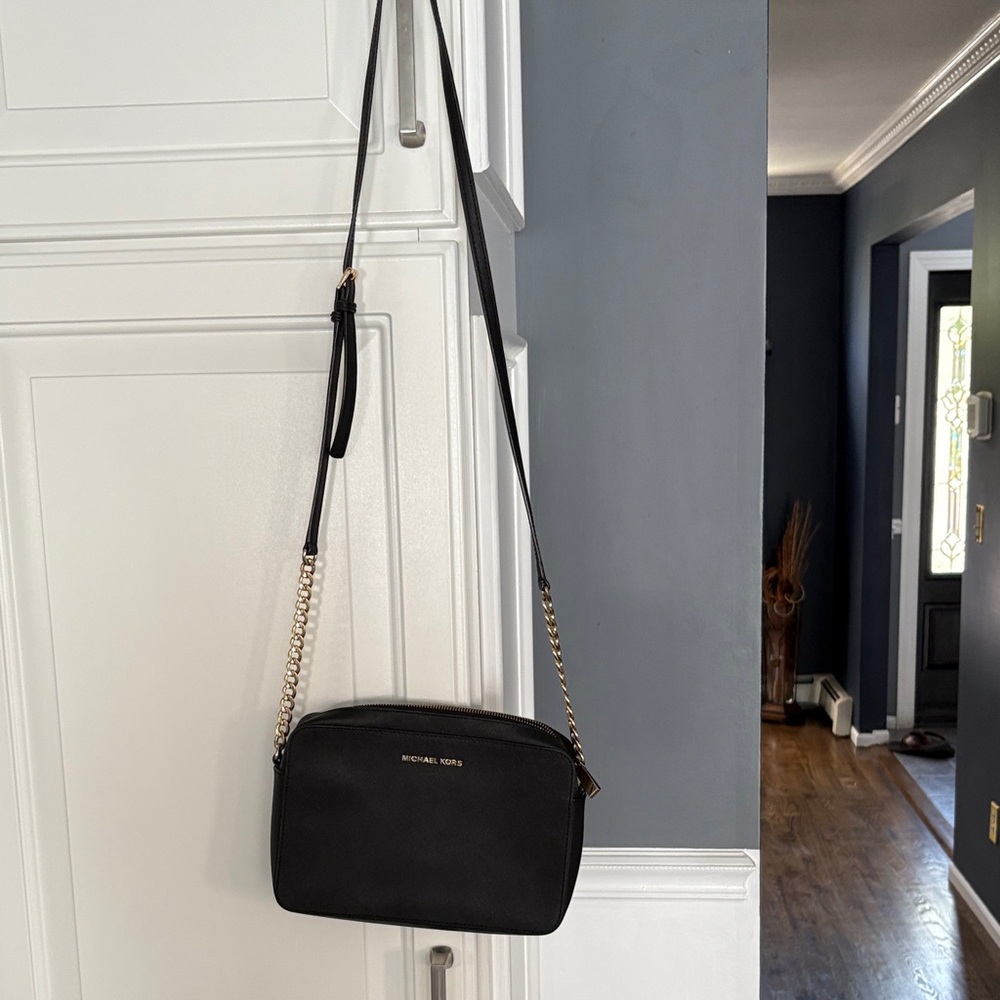 Michael Kors Black Crossbody Bag with Gold Chain